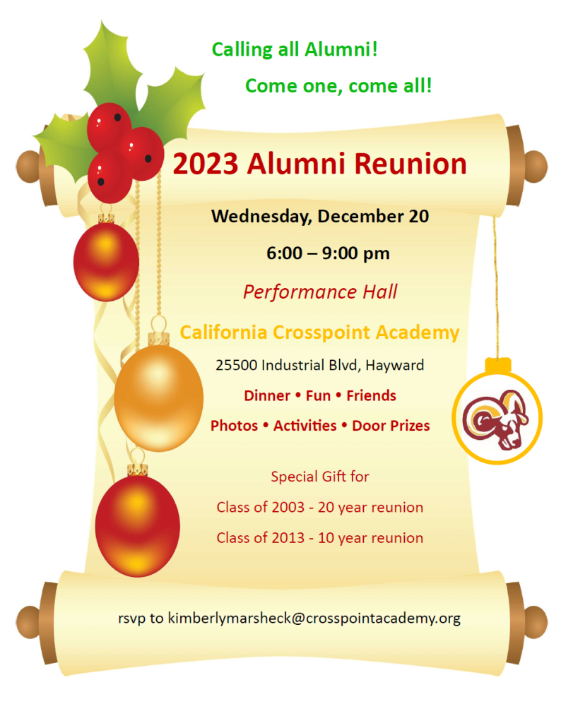 california crosspoint academy alumni reunion 2023